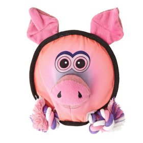 8" Round Pig - Squeak & Rope (image for) 8" Round Pig - Squeak & Rope