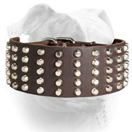 Leather American Bulldog Collar Pyramid Studed (image for) Leather American Bulldog Collar Pyramid Studed