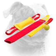 American Bulldog Puppy Training Bite Tugs Set of French Linen and a Training Ball As a Gift (image for) American Bulldog Puppy Training Bite Tugs Set of French Linen and a Training Ball As a Gift