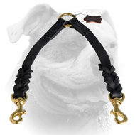 Braided Leather Coupler Leash for Walking 2 Dogs (image for) Braided Leather Coupler Leash for Walking 2 Dogs