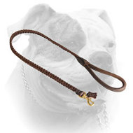 Stylish 4 foot-Braided Leather Dog Leash for American Bulldog (image for) Stylish 4 foot-Braided Leather Dog Leash for American Bulldog