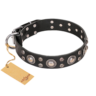 FDT Artisan 'Vintage Necklace' Studded Black Leather American Bulldog Collar - 1 1/2 inch (40mm) wide (image for) FDT Artisan 'Vintage Necklace' Studded Black Leather American Bulldog Collar - 1 1/2 inch (40mm) wide