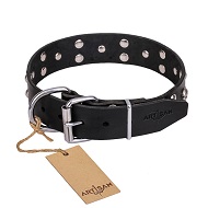 FDT Artisan 'Mystic Skulls' Decorated Leather American Bulldog Dog Collar with Skulls and Studs 1 1/2 inch (40 mm) (image for) FDT Artisan 'Mystic Skulls' Decorated Leather American Bulldog Dog Collar with Skulls and Studs 1 1/2 inch (40 mm)