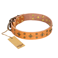 'Top-Flight' FDT Artisan Adorned Tan Leather American Bulldog Collar (image for) 'Top-Flight' FDT Artisan Adorned Tan Leather American Bulldog Collar