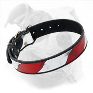 USA Symbols Handpainted Leather Collar For American Bulldog (image for) USA Symbols Handpainted Leather Collar For American Bulldog