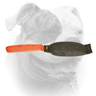 Dog bite tug made of leather with handle for American Bulldog (image for) Dog bite tug made of leather with handle for American Bulldog