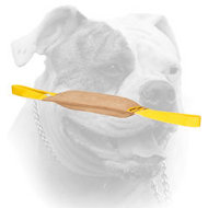 Leather American Bulldog bite tug with two handles (image for) Leather American Bulldog bite tug with two handles