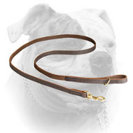 Elegant Leather American Bulldog Leash Stitched (image for) Elegant Leather American Bulldog Leash Stitched