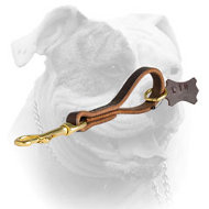 Short Leather Leash with Swivel Snap for American Bulldog (image for) Short Leather Leash with Swivel Snap for American Bulldog