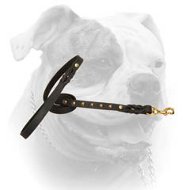 Studded elegant leather leash for American Bulldog (image for) Studded elegant leather leash for American Bulldog