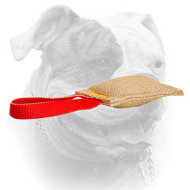 Jute American Bulldog puppy bite tug with one handle (image for) Jute American Bulldog puppy bite tug with one handle