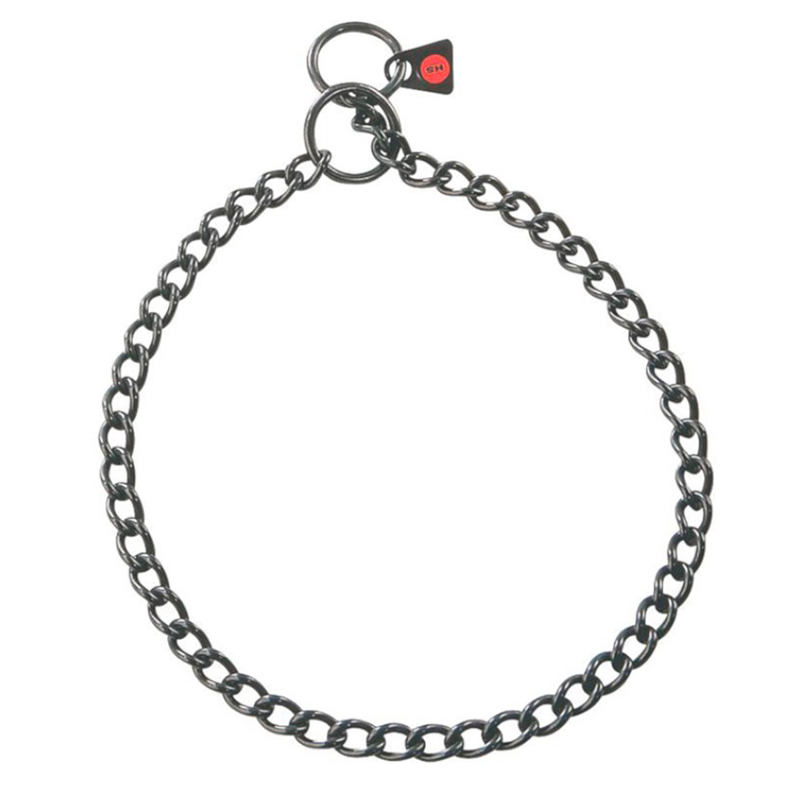 Black Stainless Steel Short Link Chain Collar with Round Chain - 2.5 mm (image for) Black Stainless Steel Short Link Chain Collar with Round Chain - 2.5 mm