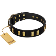 "Glorious Night" FDT Artisan Decorated Black Leather American Bulldog Collar (image for) "Glorious Night" FDT Artisan Decorated Black Leather American Bulldog Collar