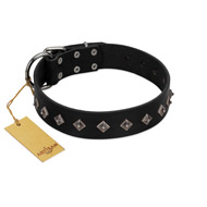 "Immense Power" Handcrafted FDT Artisan Black Leather American Bulldog Collar with Small Dotted Pyramids (image for) "Immense Power" Handcrafted FDT Artisan Black Leather American Bulldog Collar with Small Dotted Pyramids