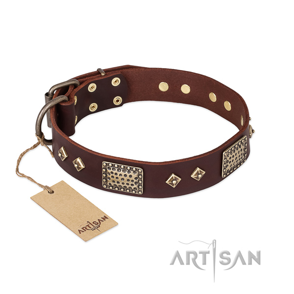 Amazing full grain genuine leather dog collar for comfortable wearing