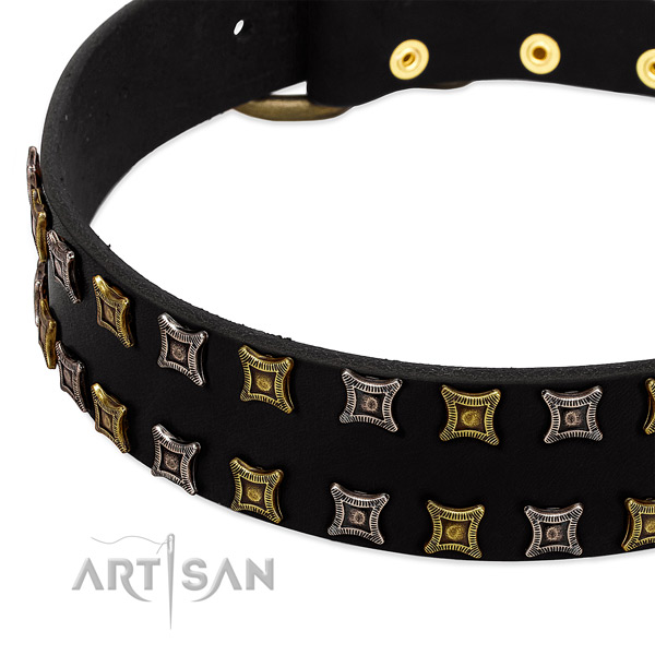 Strong genuine leather dog collar for your lovely doggie
