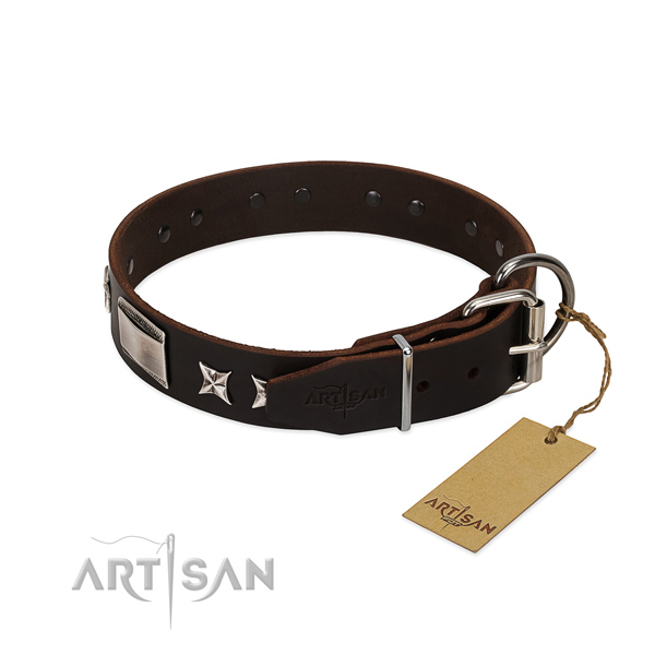 Incredible collar of natural leather for your attractive pet