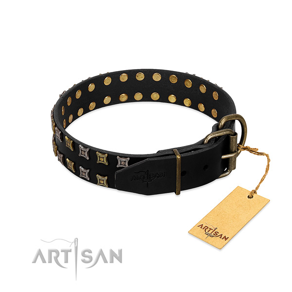 High quality full grain leather dog collar crafted for your doggie