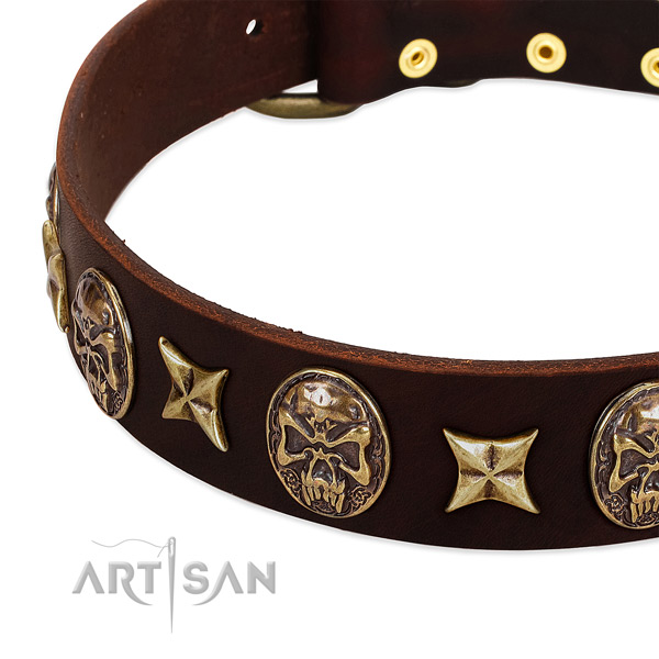 Rust-proof hardware on leather dog collar for your doggie