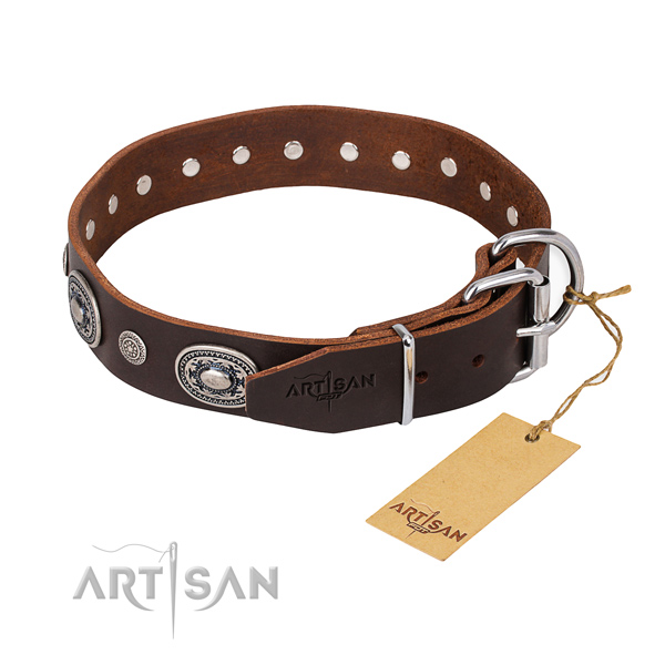 Soft to touch leather dog collar created for walking