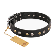 "Jewelry Peas" FDT Artisan Decorated Black Leather American Bulldog Collar (image for) "Jewelry Peas" FDT Artisan Decorated Black Leather American Bulldog Collar