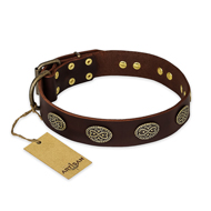 "Chocolate kiss" FDT Artisan Leather American Bulldog Collar with Old Bronze Look Oval Plates (image for) "Chocolate kiss" FDT Artisan Leather American Bulldog Collar with Old Bronze Look Oval Plates