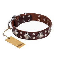 "King of Grace" FDT Artisan Stylish Leather American Bulldog Collar with Old Silver-Like Plated Decorations (image for) "King of Grace" FDT Artisan Stylish Leather American Bulldog Collar with Old Silver-Like Plated Decorations