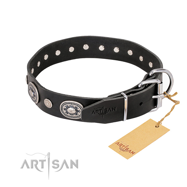 Soft full grain genuine leather dog collar handmade for easy wearing