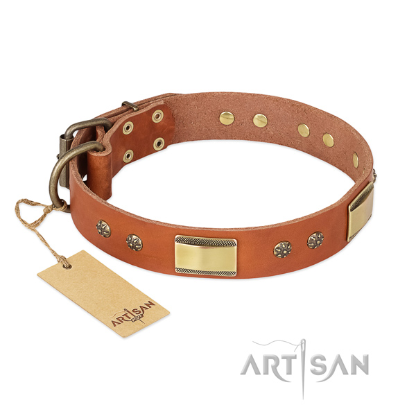Adjustable genuine leather collar for your doggie
