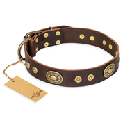 "One-of-a-Kind" FDT Artisan Handmade Decorated Brown Leather American Bulldog Collar (image for) "One-of-a-Kind" FDT Artisan Handmade Decorated Brown Leather American Bulldog Collar