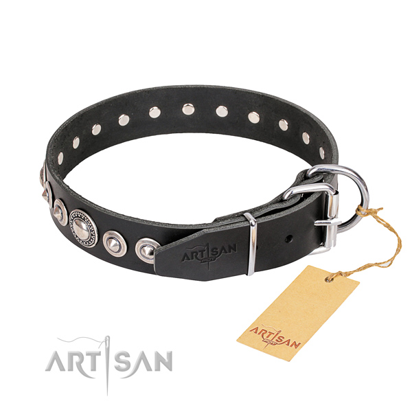 High quality embellished dog collar of full grain genuine leather