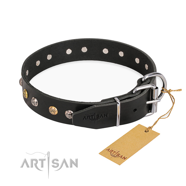Reliable genuine leather dog collar created for walking