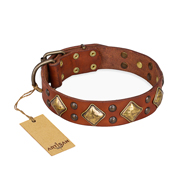 "Flight of Fancy" FDT Artisan Adorned Leather American Bulldog Collar (image for) "Flight of Fancy" FDT Artisan Adorned Leather American Bulldog Collar