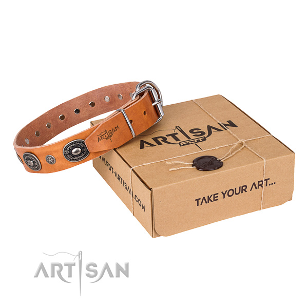 Reliable leather dog collar made for comfy wearing