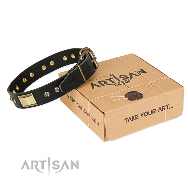 Designer genuine leather collar for your lovely doggie