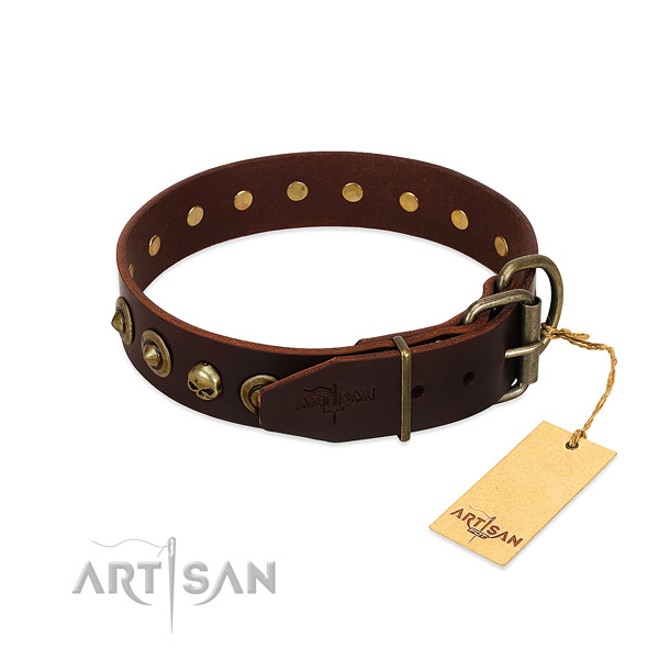 Full grain leather collar with exceptional decorations for your doggie
