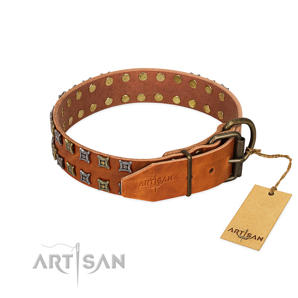 Quality full grain genuine leather dog collar created for your dog