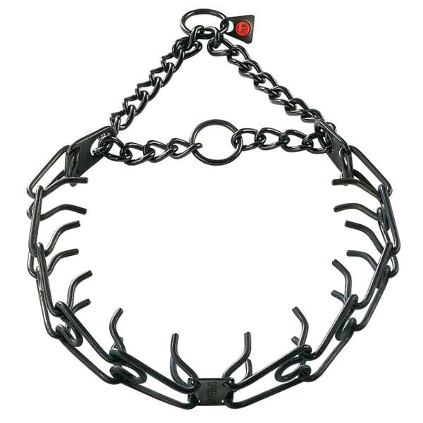 Black stainless steel prong collar for ill behaved dogs
