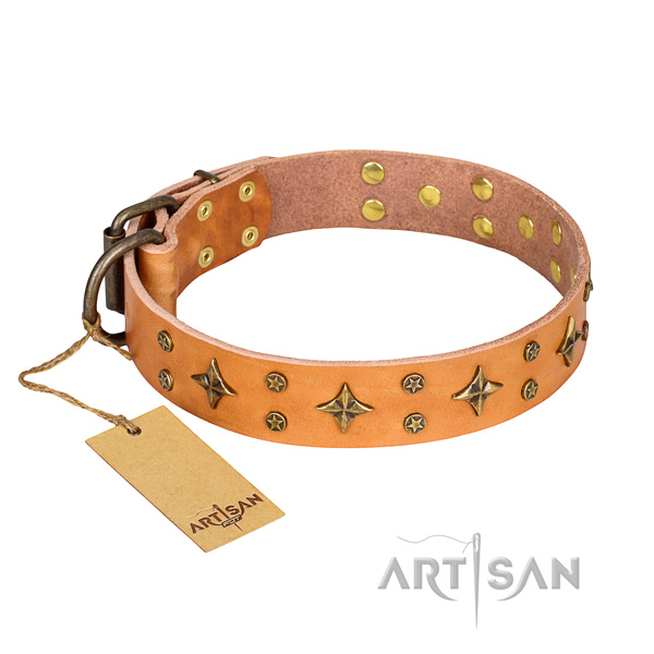 Fashionable full grain genuine leather dog collar for daily use