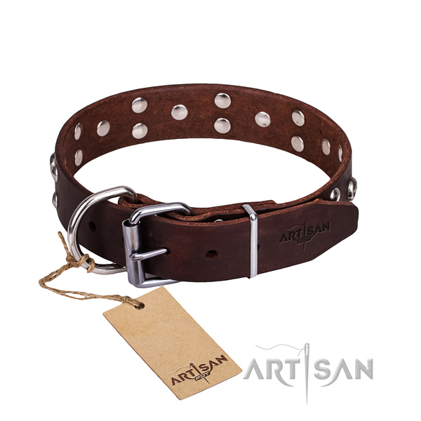 Leather dog collar with smooth edges for comfy everyday outing