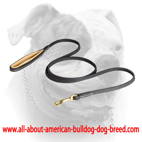 Soft Nappa padded handle for leather American Bulldog leash
